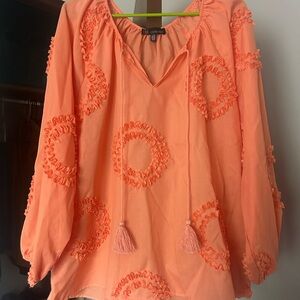 Orange Embroidered Women's Top